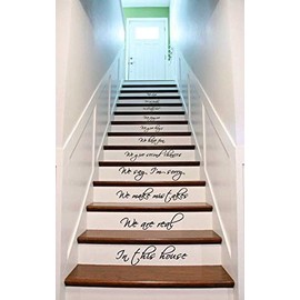 AnOL (33x60 cm) Vinyl Stairs Decal Quote In this House We Are Family We Love Do/Inspirational Text Wall Art Decor home Sticker + Free Random Decal Gift
