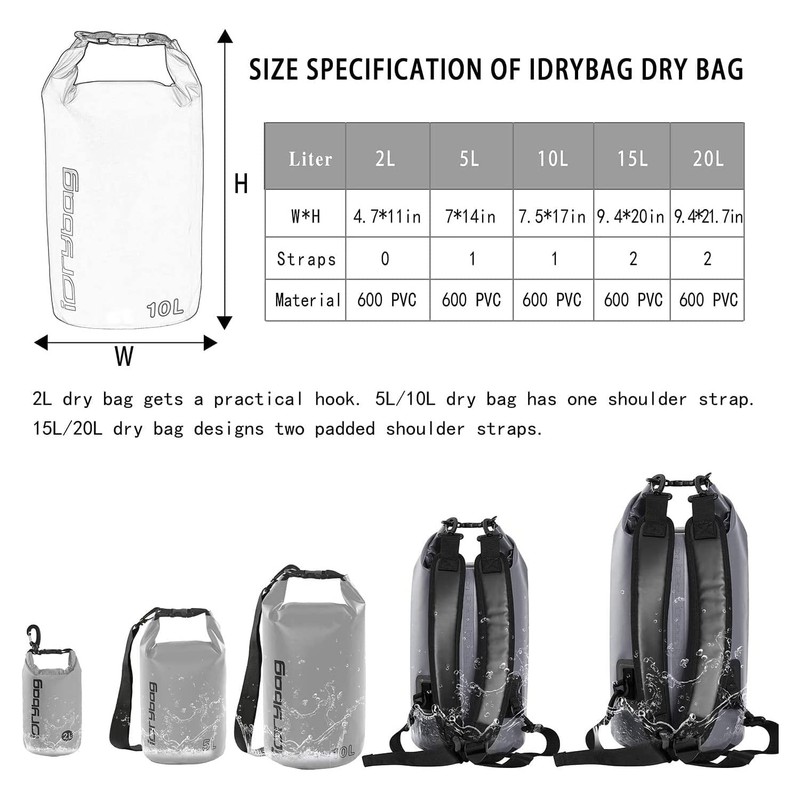 IDRYBAG Waterproof Backpack Dry Bag forMen, Floating Bag Dry Backpack