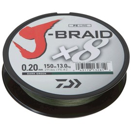 Daiwa J-Braid 8 Braid 0.22mm, 17,0kg/27,5lbs, 150m dark green