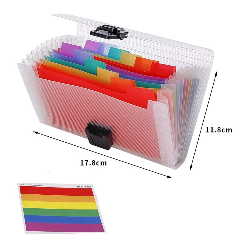 Expanding File A6 13 Pockets Portable Rainbow Document Folder Mini