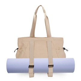 DLLTFPFE Yoga Bags for Women Yoga Tote Bag Yoga Mats Bags with Adjustable Strap Shoulder Bags Carrier Carryall for Yoga Pilates Travel Beach Gym Work-Khaki