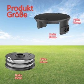 Evenlinkics Pack of 8 TLP-01 replacement spools, with spool cover, trimmer spools compatible with Parkside PRT 550 A1/A5/B6, PRTA 20-Li A1/B1/B2/C3, for Parkside grass trimmer, for Parkside grass