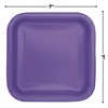 Elegant Disposable Paper Neon Purple Square Dessert Plates - 7"