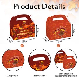 Estivaux 12 PCS Fall Candy Boxes Thanksgiving Treat Boxes Thanksgiving Gift Bags Autumn Pumpkins Goodie Box Turkey Paper Boxes for Treat Candy Cupcake Fall Thanksgiving Party Supplies