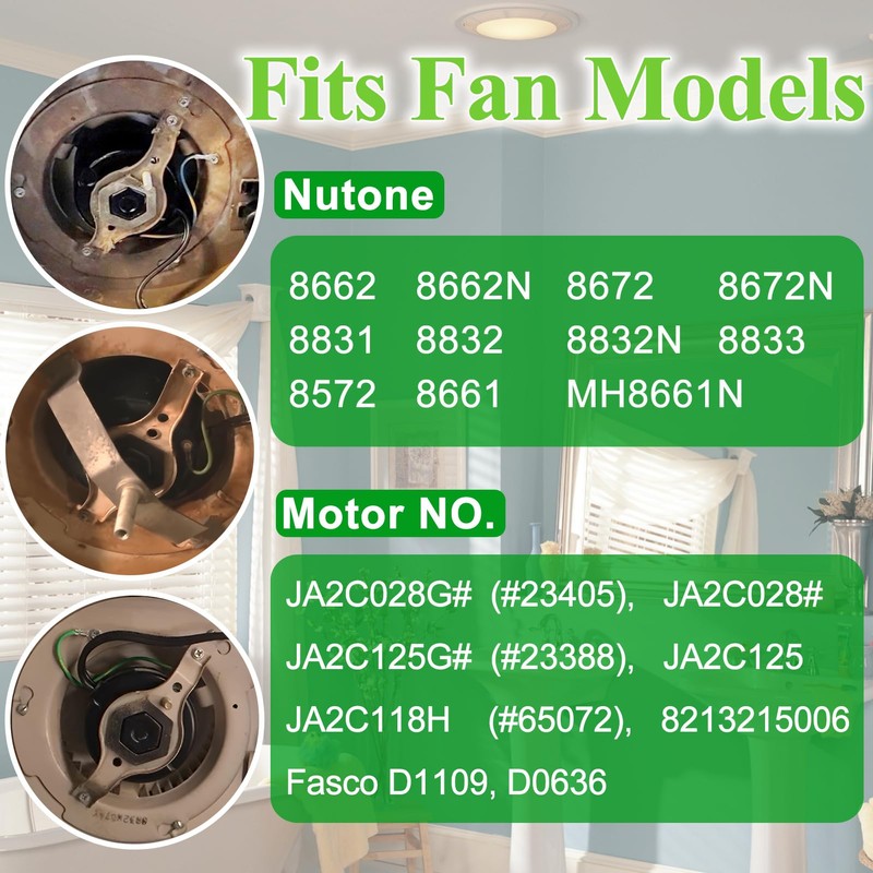 HHQ Bathroom Exhaust Fan Motor & Blower Wheel Replacement for