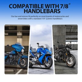 DREAMIZER Motorcycle Bar End Mirrors, CNC Aluminum Universal Motorcycle Mirror Fit for 7/8” Handlebars, Compatible with Most Honda Grom, Yamaha, Kawasaki, Ducati, Suzuki and More