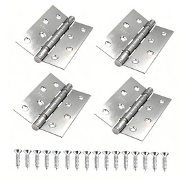 5 Pcs 3.55x2.39 Inch Folding Butt Hinges,Stainless Steel Door Hinges with Screws for Furniture Doors, Window,Wooden Chest Boxes and DIY Project, Thickness 1.25mm/0.049"