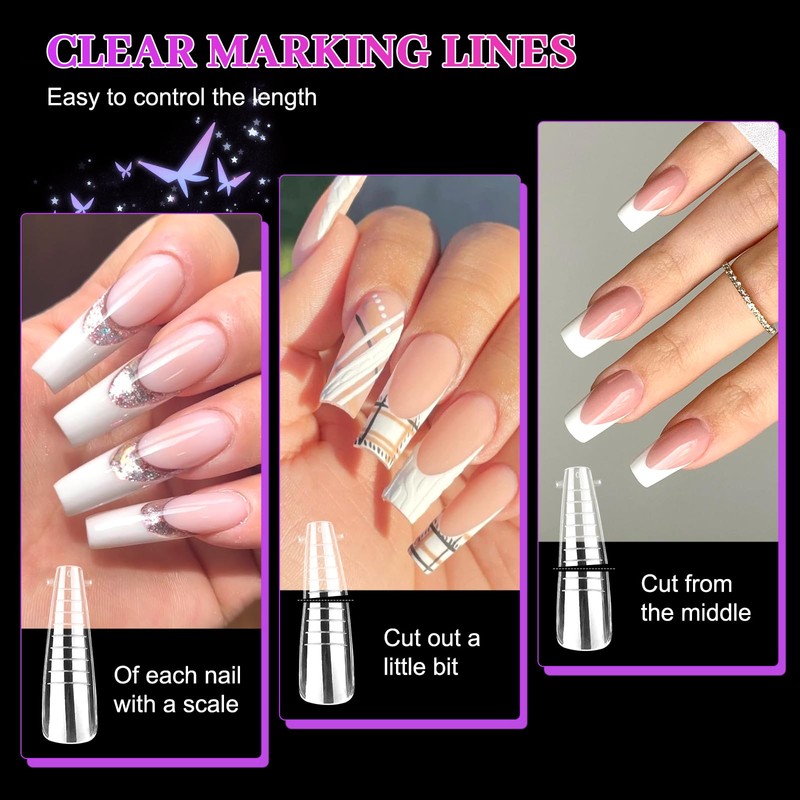 ANGNYA 144 Pieces Nail Shapes Dual Shape Nails Set, 12