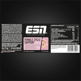 ESN Female Cycle Support, 90 Kapseln, vegan, mit L-Carnitin, Pflanzenextrakten, Coenzym Q10, Vitamin B6 und Zink