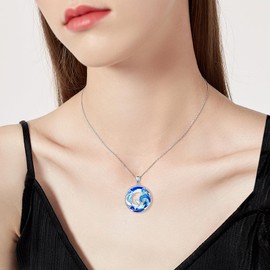 Lonyinlg Dolphin Necklace for Women S925 Sterling Silver Dolphin Pendant Jewelry Gift for Wife Mom for Birthday Christmas
