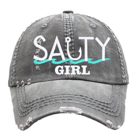 Women's Salty Girl Hat, Baseball or High Ponytail Cap, Saltwater Fishing Boating Gift for her wife friend sister mom girlfriend, Female Fisherman Present