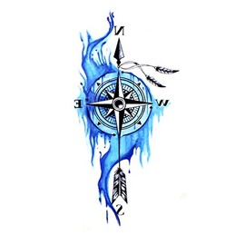 EROSPATemporary Tattoo Sheet / Sticker - Compass Arrow Water - Waterproof