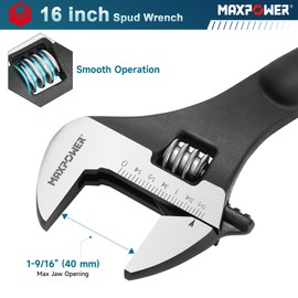 MAXPOWER 16 inch Spud Wrench, Max Jaw Opening 1-9/16 inch