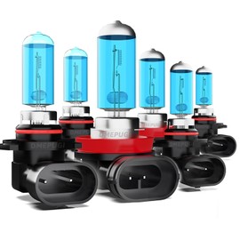 DMEPUGI Compatible with Dodge RAM 1500/2500/3500 (2009-2018) light bulbs,9005/HB3/H10 High Beam + H11/H9/H8 Low Beams + 9145/9140 Fog Lights,Bright Halogen Replacement Headlight Bulbs,Pack of 6