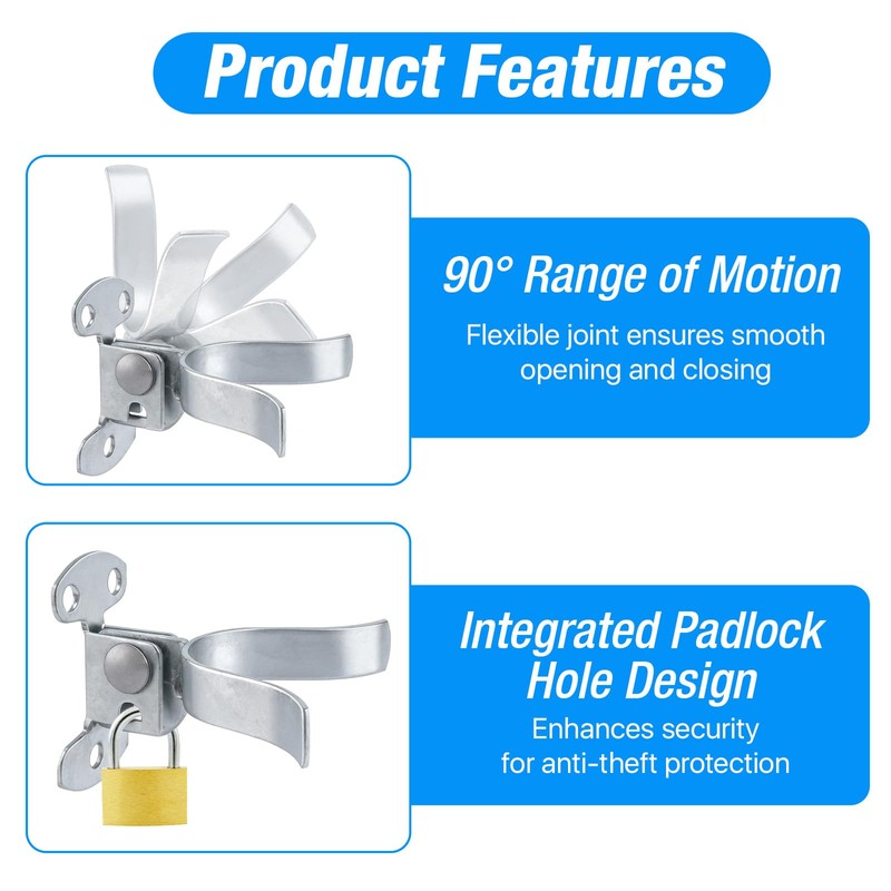 Akamino 4Pcs Gate Fork Latch, 1-3/8" Flat Back Wall Mount