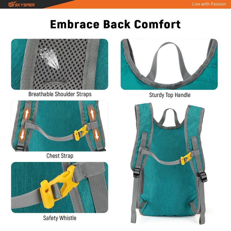 SKYSPER Small Backpack 20L Foldable Daypack Lightweight Hiking Backpack Daypack