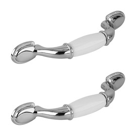BRIXWELL BX2PK7624526W Dual Toned Arch Cabinet Pull, 3" Centre to Centre, 5-3/16" Length, Zinc, White with Polished Chrome Finish