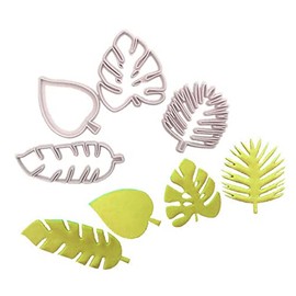 Juego de 4 Cortadores de Galletas de Hojas Tropicales, Set de Cortadores de Hojas de Palma Hawaianas para Fondant, Pasta de Azúcar, Dulces y Decoración de Pasteles Luau