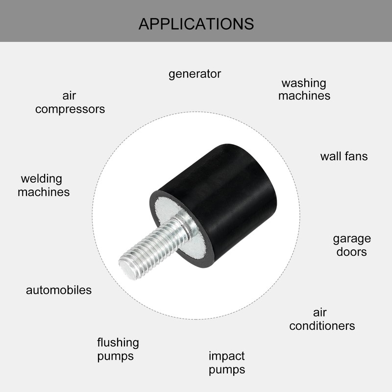 QUARKZMAN M5 Rubber Buffer Threaded Rubber Bushings, Vibration Insulators, Cylindrical