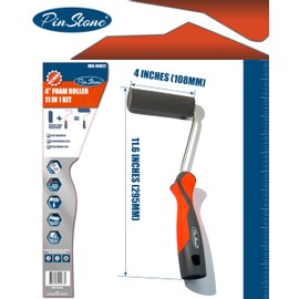 Pinstone 11 in 1, 4” High Density Foam Roller Kit, Special Caved-in Design for Smooth and Precision Finish, Best for Smooth Surfaces Such as Walls, Doors, Trim, and Furniture.