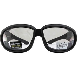 Birdz Eyewear Swallow Fit Over Padded Motorcycle Safety Glasses Black Frame w/Clear Lenses