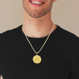 FLYUN 2PCS Seal Of The Seven Archangels Necklaces for Men, 7 Archangel Pendant in Stainless Steel, Mens Amulet Tetragrammaton Spiritual Protection Charm (A2-Black)