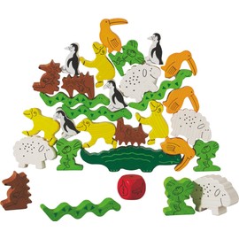 HABA Pyramide d'animaux, jeu d'empilement pour 2-4 joueurs à partir de 4 ans, avec figurines d'animaux en bois, également jouable en solo, 3478