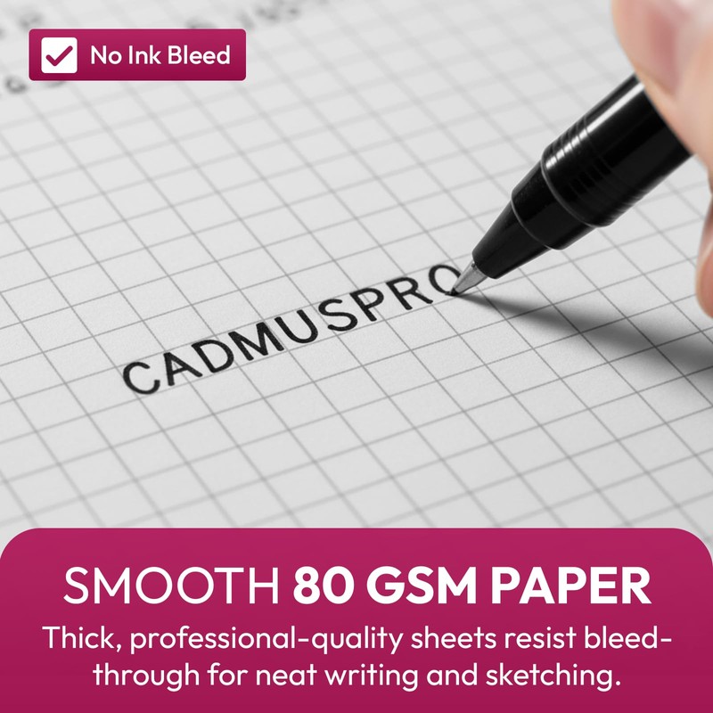 CADMUSPRO Top Desk Graph Paper Pad 22x17 Inch, 50 Sheets,