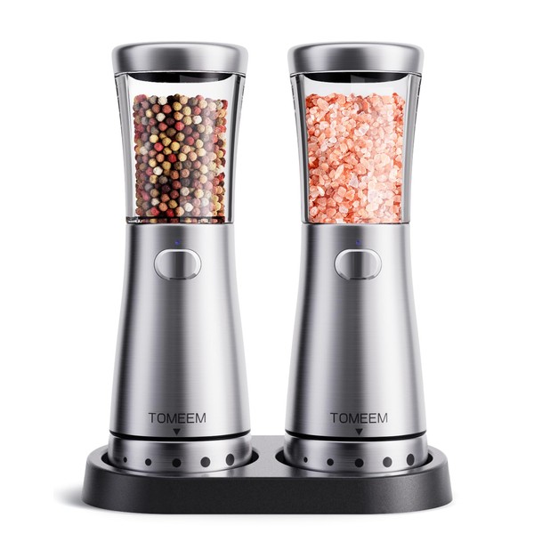 TOMEEM TOMEEM Electric Salt and Pepper Grinder Set with Storage