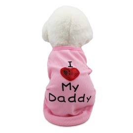 I Love My Mom Mommy Dad Daddy Dog Shirt - Small Puppy Dogs T Shirts