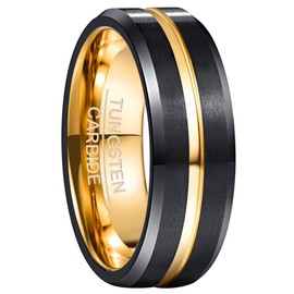 Nuncad Men's Ring, Tungsten Wedding Band, Couple Ring, Brushed, Simple, Cool, Fashionable, Flat Hammered, Width: 0.3 Inches (8 mm), Tungsten