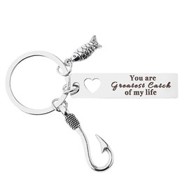 Husband Boyfriend Valentines Day Gifts for Him Fiance Anniversary Wedding Gifts for Hubby Husband Birthday Gifts for Boyfriend I Love You Gifts for Hubby You Are The Greatest Catch of My Life Keychain