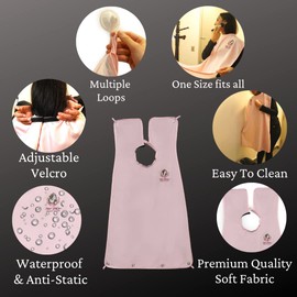 Women's Makeup Cape and Catcher Apron for a Mess Free Glam Experience, Soft, Lightweight Comb-out Beard Apron Shortie Makeup Bib Styling WaterProof Cape with Suction Cup