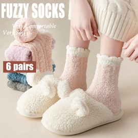 Ginmewrae Women Fuzzy Socks Cozy Soft Fluffy Slipper Socks Home Sleeping Warm Winter Socks Stocking Stuffer Gift for Women