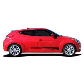 Original Strike : Compatible with 2011-2018 Hyundai Veloster Vinyl Graphics Side Body Door Decals Stripes (Fits as Shown) (131 Satin Gold Metallic – Wet Install)