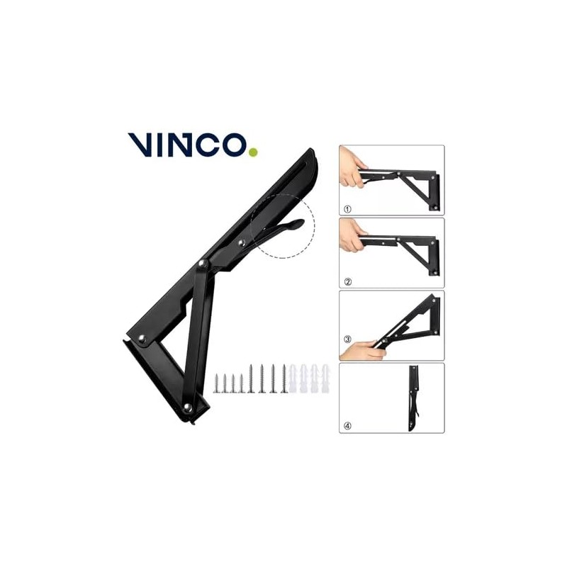 Escuadra Metálica Plegable de Pared, Ménsulas Reforzadas, Soporte Abatible Plegable