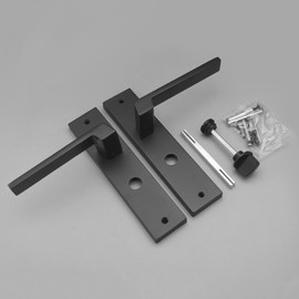 Decoranddecor Spectra Matt Black Keyhole Backplate Door Handles Set – Lever Door Handles with Backplate for Modern Internal Applications in Commercial and Residential Environments