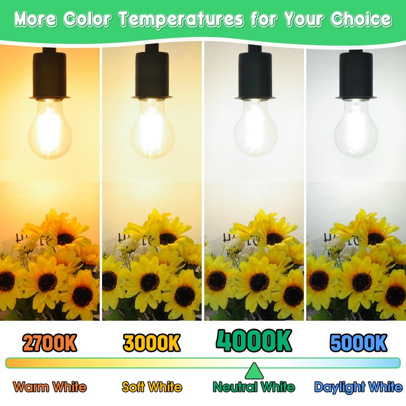 MAXvolador 60W Equivalent E26 LED Filament Light Bulbs, 850LM Neutral