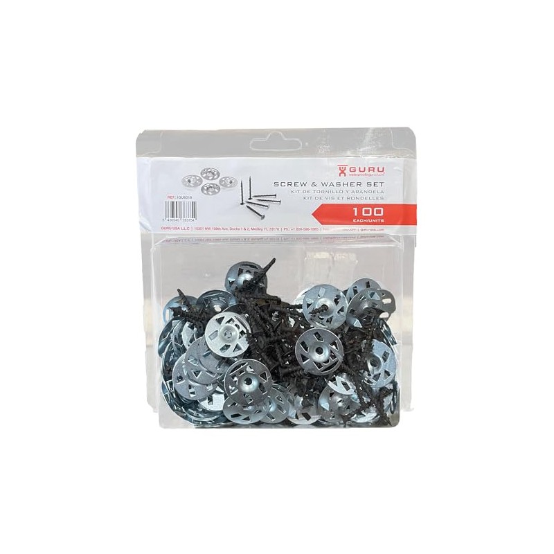 Guru USA Water-Stop Foam Board Fastener Screw & Washer Kit