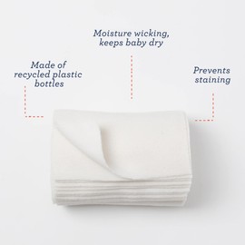 Esembly Cloth Diaper Stay-Dry Fleece Diaper Liner, Moisture-Wicking, Keeps Baby Dry, Prevents Staining, Protects Diaper, Easier to Clean, Washable, Reusable, Super-Soft, 12-Pack, One Size