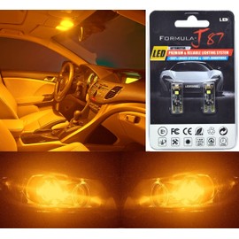 Formula-J87 Canbus Error LED Bulbs 194 168 2825 T10 Interior Dome Map Light Replacement (Pack of 2) (Orange Amber 2000K)