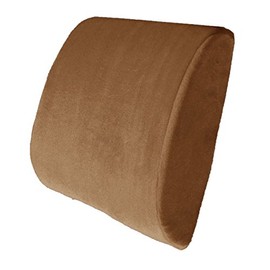 Adjustable Strap Lumbar Back Cushion: Back Support Pillow Memory Foam Car Office Chair (Brown Cushion)