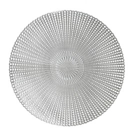 Wintop 16" Round Vinyl Metallic Placemats Hollow Out Design, Set of 6, Gradual Raindrop Functional Mat for Dining Table Durable Non-Slip，Silver