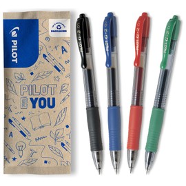 Pilot G207 Retractable Gel Rollerball, Black/Blue/Red/Green, 4 Count (Pack of 1)