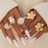 LKingel 5PCS Gold Chunky Rings For Women 14K Gold Plated