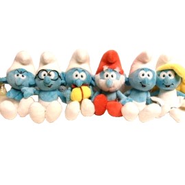 Smurfs Doll, Smurf, Papa, Smurfette, Brainy, Grouchy, Jokey Smurfs Plush 6pc