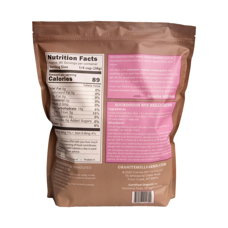 Granite Mill Farms Stone Ground Sprouted Organic Rye Flour, 5