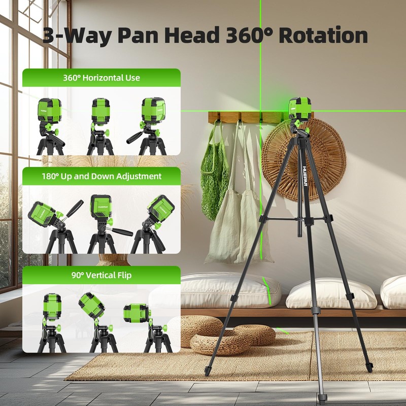 Laser Level with 60in Tripod, HUEPAR 98Ft Self Leveling Laser