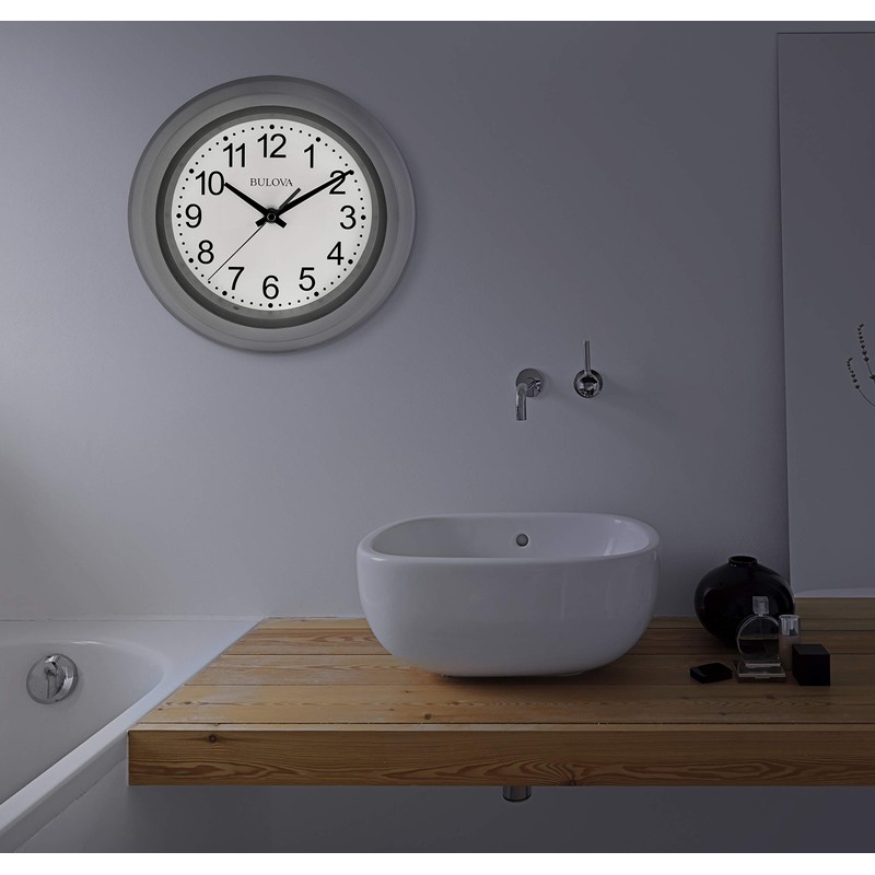 Bulova C4865 Night Vision Lighted Dial Wall Clock, 10", White